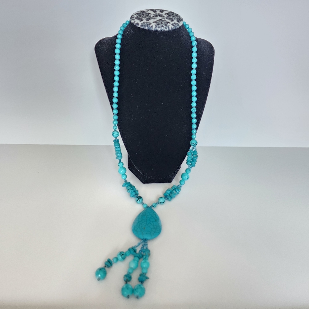 Western Necklace Beaded Blue